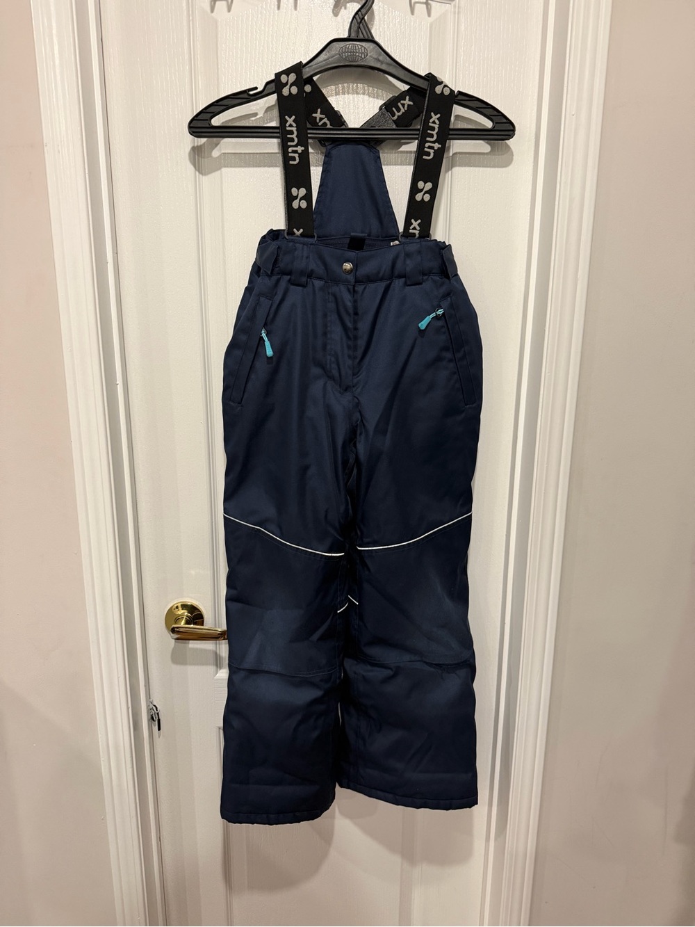 Kids Navy Snow Pants with Adjustable Black Suspenders - Brand